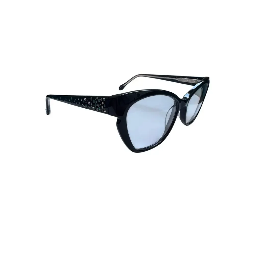 NEW Badgley Mischka Alexine Rhinstone Cat eye thick black frame eyeglasses